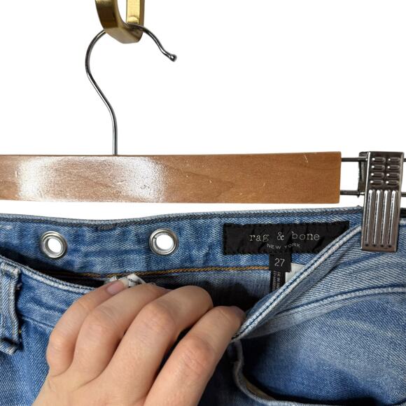 Rag & Bone Ruth Super High Rise Ankle Wide Leg Jeans Clean Frant Blue Size 27 - Picture 5 of 10